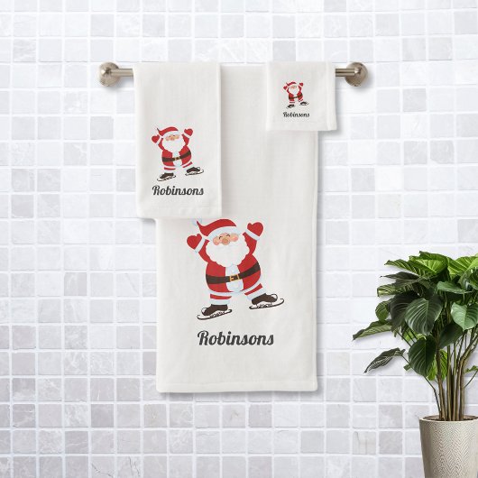 Ice Skating Santa Claus Bad Handdoek
