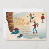 Ice Skating Scene met kerstbericht Custom Feestdagenkaart (Voorkant)