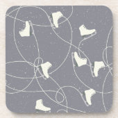 Ice Skating Shoes Marks Grey White Pattern Bier Onderzetter (Voorkant)