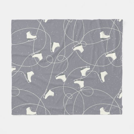 Ice Skating Shoes Marks Grey White Pattern Fleece Deken (Voorkant (Horizontaal))