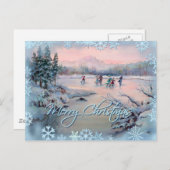 ICE SKATING & SNOWFLAKES by SHARON SHARPE Briefkaart (Voorkant / Achterkant)