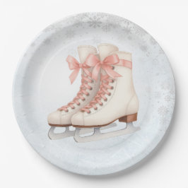 Ice Skating Teen Birthday Pink Bow Paper Plates Papieren Bordje