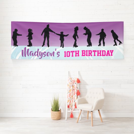 ICE SKATING verjaardag Uitnodiging Spandoek (Insitu)