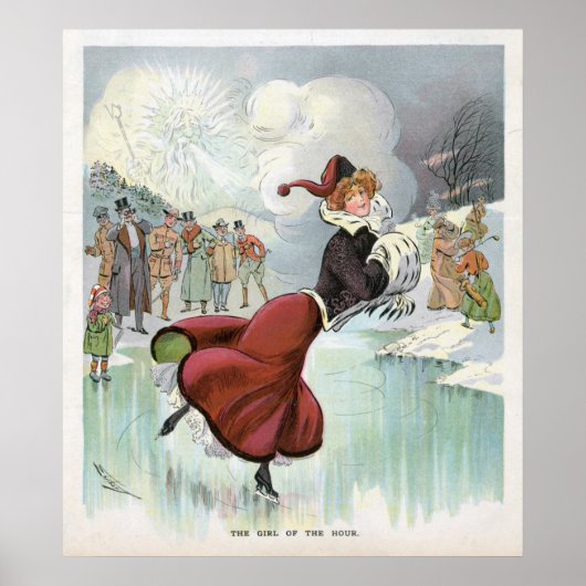 Ice Skating Woman Vintage Poster (Voorkant)
