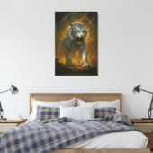 Ice Spirit White Tiger – Mystic Guardian of Calm P Canvas Afdruk (Insitu (Slaapkamer))