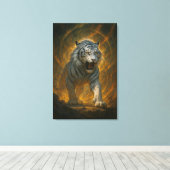 Ice Spirit White Tiger – Mystic Guardian of Calm P Canvas Afdruk (Insitu (Houten vloer))