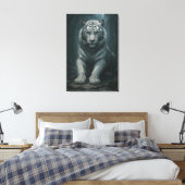Ice Spirit White Tiger – Mystic Guardian of Calm P Canvas Afdruk (Insitu (Slaapkamer))