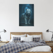 Ice Spirit White Tiger – Mystic Guardian of Calm P Canvas Afdruk (Insitu (Slaapkamer))