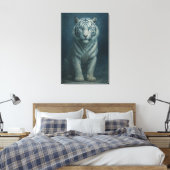 Ice Spirit White Tiger – Mystic Guardian of Calm P Canvas Afdruk (Insitu (Slaapkamer))