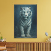 Ice Spirit White Tiger – Mystic Guardian of Calm P Canvas Afdruk (Insitu (Woonkamer))