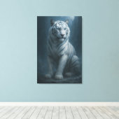 Ice Spirit White Tiger – Mystic Guardian of Calm P Canvas Afdruk (Insitu (Houten vloer))