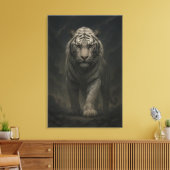Ice Spirit White Tiger – Mystic Guardian of Calm P Canvas Afdruk (Insitu (Woonkamer))