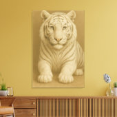 Ice Spirit White Tiger – Mystic Guardian of Calm P Canvas Afdruk (Insitu (Woonkamer))
