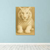Ice Spirit White Tiger – Mystic Guardian of Calm P Canvas Afdruk (Insitu (Houten vloer))
