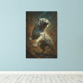 Ice Spirit White Tiger – Mystic Guardian of Calm P Canvas Afdruk (Insitu (Houten vloer))