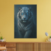 Ice Spirit White Tiger – Mystic Guardian of Calm P Canvas Afdruk (Insitu (Woonkamer))