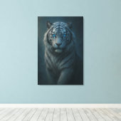 Ice Spirit White Tiger – Mystic Guardian of Calm P Canvas Afdruk (Insitu (Houten vloer))