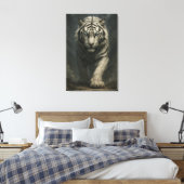Ice Spirit White Tiger – Mystic Guardian of Calm P Canvas Afdruk (Insitu (Slaapkamer))