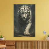 Ice Spirit White Tiger – Mystic Guardian of Calm P Canvas Afdruk (Insitu (Woonkamer))