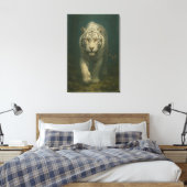 Ice Spirit White Tiger – Mystic Guardian of Calm P Canvas Afdruk (Insitu (Slaapkamer))