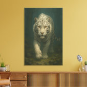 Ice Spirit White Tiger – Mystic Guardian of Calm P Canvas Afdruk (Insitu (Woonkamer))