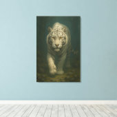 Ice Spirit White Tiger – Mystic Guardian of Calm P Canvas Afdruk (Insitu (Houten vloer))