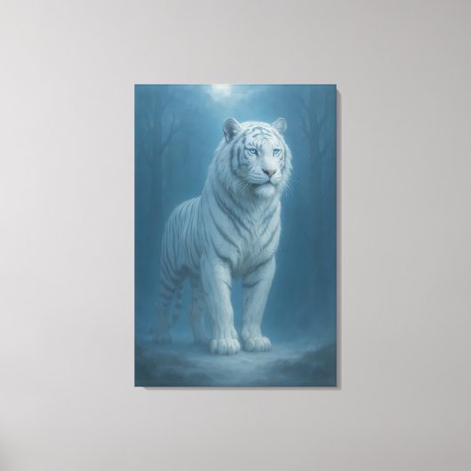 Ice Spirit White Tiger – Mystic Guardian of Calm P Canvas Afdruk (Voorkant)