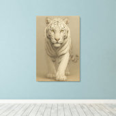 Ice Spirit White Tiger – Mystic Guardian of Calm P Canvas Afdruk (Insitu (Houten vloer))