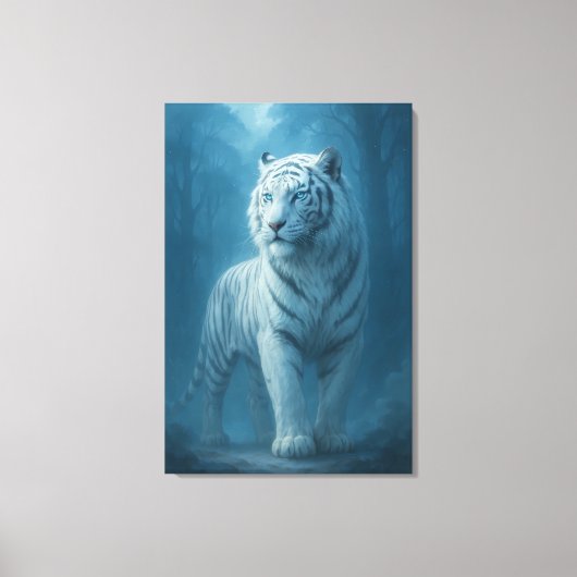 Ice Spirit White Tiger – Mystic Guardian of Calm P Canvas Afdruk (Voorkant)