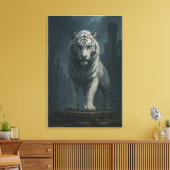 Ice Spirit White Tiger – Mystic Guardian of Calm P Canvas Afdruk (Insitu (Woonkamer))