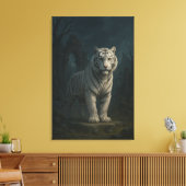 Ice Spirit White Tiger – Mystic Guardian of Calm P Canvas Afdruk (Insitu (Woonkamer))