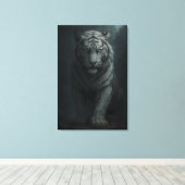 Ice Spirit White Tiger – Mystic Guardian of Calm P Canvas Afdruk (Insitu (Houten vloer))