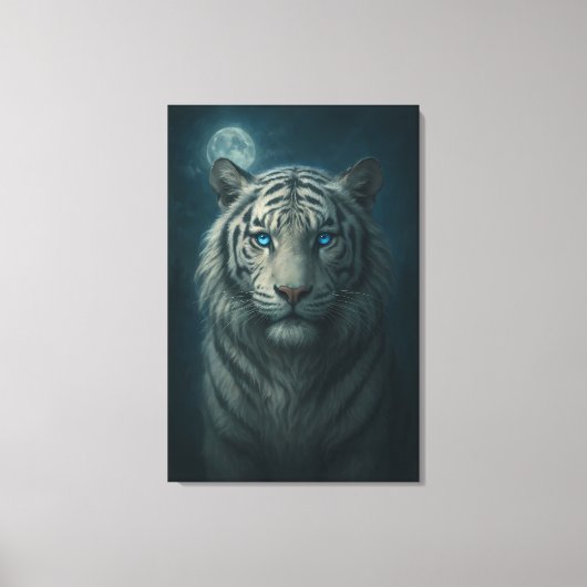 Ice Spirit White Tiger – Mystic Guardian of Calm P Canvas Afdruk (Voorkant)