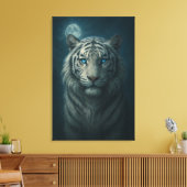 Ice Spirit White Tiger – Mystic Guardian of Calm P Canvas Afdruk (Insitu (Woonkamer))