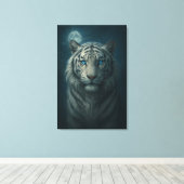 Ice Spirit White Tiger – Mystic Guardian of Calm P Canvas Afdruk (Insitu (Houten vloer))