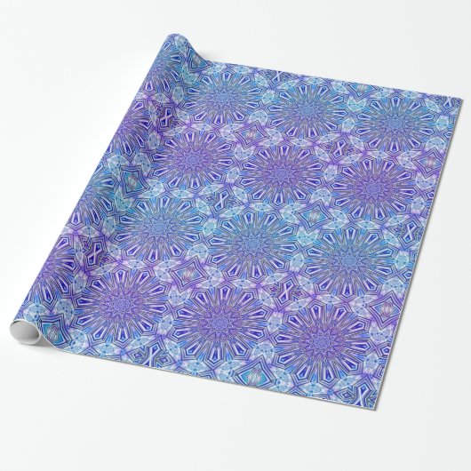 Ice Star Kaleidoscope Pattern Wrapping Paper Cadeaupapier (Uitgerold)