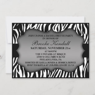 Ice White Wild Night Zebra Bachelorette Party Kaart