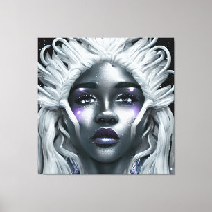 Ice Winter Snow Queen Melanin Princess Black Girl Canvas Afdruk