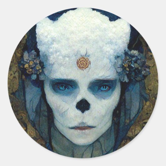 Ice Witch Fantasy Sci-Fi Art Ronde Sticker (Voorkant)