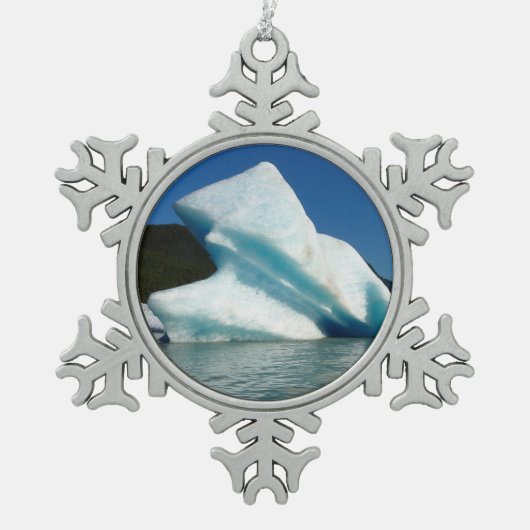 Iceberg op het meer van Mendenhall in Alaska Tin Sneeuwvlok Ornament (Voorkant)