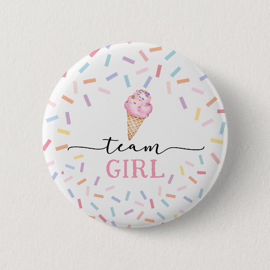 Icecream Geslacht Onthullen Team Meisje Ronde Button 5,7 Cm (Voorkant)