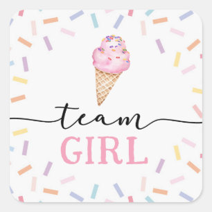 Icecream Geslacht Onthullen Team Meisje Vierkante Sticker