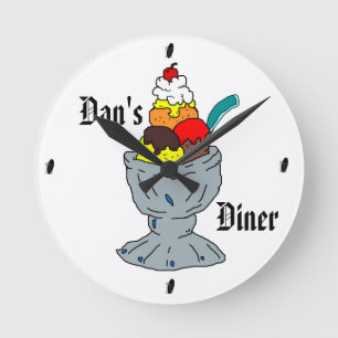 icecream sundae ronde gepersonaliseerde wandklok klok