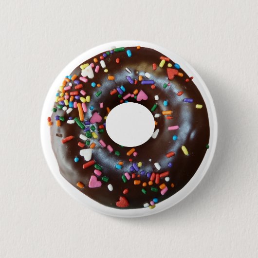 Iced Chocolate Donut W/Sprinkles Ronde Button 5,7 Cm (Voorkant)