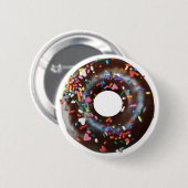 Iced Chocolate Donut W/Sprinkles Ronde Button 5,7 Cm (Voorkant /achterkant)