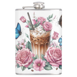 Iced Coffee & Butterfly Floral Art Heupfles