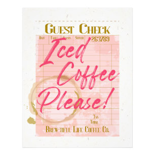 Iced Coffee Guest Check Ontvangst Koffiebar Lover Foto Afdruk