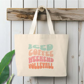 Iced Coffee Weekend Volleybal Retro Grote Tote Bag