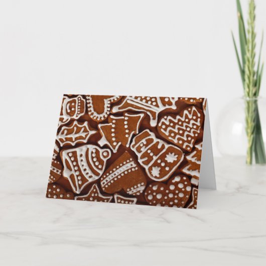 Iced Gingerbrood met kerstfeestjes Feestdagen Kaart (Voorkant)