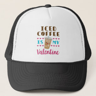 Iced koffie is mijn Valentijn Valentijnsdag Trucker Pet